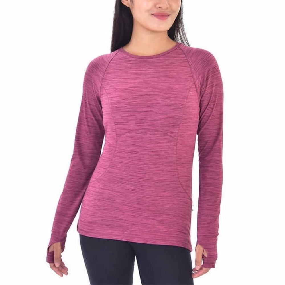 Spyder Women's Peached Crew Neck Long Sleeve Shirt - Pomegranate Heather